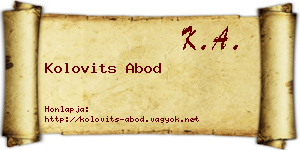 Kolovits Abod névjegykártya
